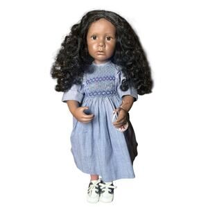 Vtg Julie Good Kruger Doll Puppy Love African American Vinyl Signed Blue Dress